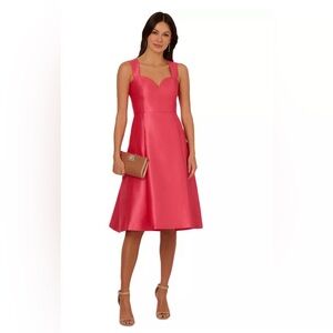 Adrianna Papell Vibrant Pink Midi Dress